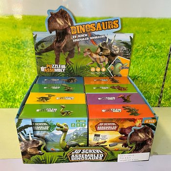 3D Stavebnica Dinosaura v Darčekovej Krabičke - Display (8 ks)