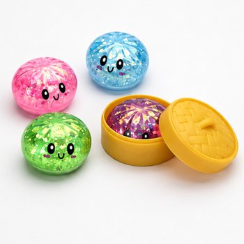 RAGE - Squishy GLITTER knedličky (Dumplings) MAL&Eacute; (5.5 x 5.5 x 3 cm) - Viral 2026 Fidget Toy (24 ks)