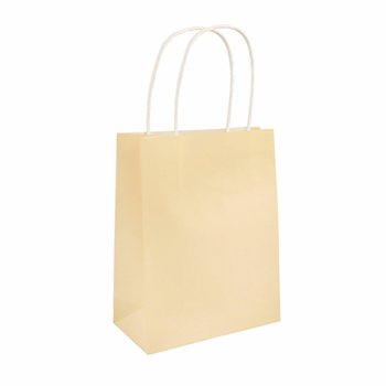 Papierové tašky s ušami - 14x21x7 cm - Farba: Slonová kosť (24 ks)
