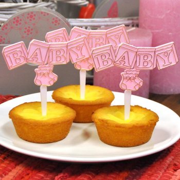 Zápich do Cupcake k Narodeniu - Svetloružový (12 ks)