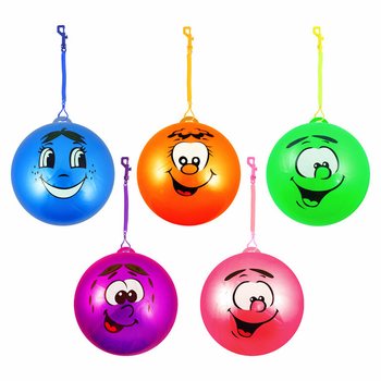 Bungee loptička s úsmevom Smiley a šnúrkou Ø 23 cm (24 ks)