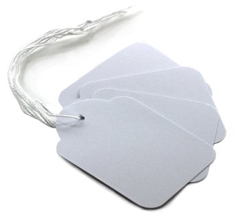 Biela visačka na šperky s gumičkou - 1,5x2,4 cm (100 ks)