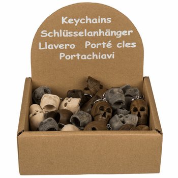 Dreven&eacute; kľ&uacute;čenky s lebkou v stojane (48 ks)