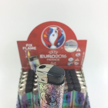 Elektrick&eacute; zapaľovače UEFA EURO 2016 v displeji - 50 ks (V&yacute;prodej)
