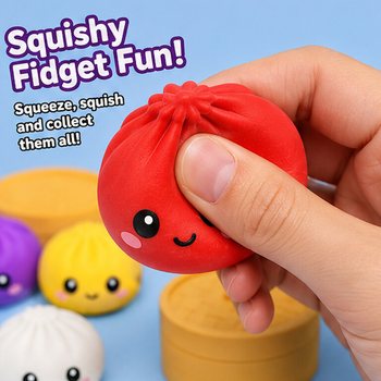 RAGE - Squishy SUGAR EDITION Knedličky Bun Dumplings VEĽK&Yacute; (8.5 x 8.5 x 4.8 cm) - Viral 2026 Fidget Toy (12 ks)