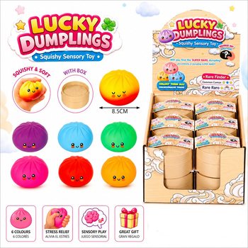 RAGE - LUCKY DUMPLINGS - Squishy Bun Dumplings VEĽKÉ Rozm. 8.5 x 8.5 x 4.8 cm - V DISPLEJI (12ks)