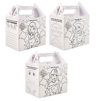 Detské jedálne boxy Princezné na vyfarbenie - 14 x 9,5 x 18 cm (24 ks)