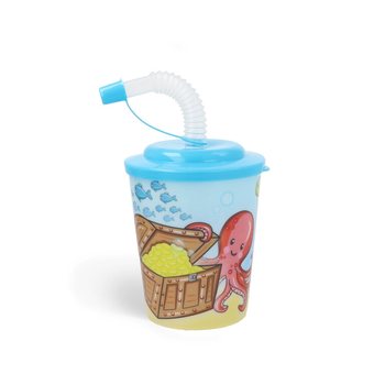 Pohár so slamkou / pohár na zmrzlinu – Sealife / Morské zvieratá (12 ks)