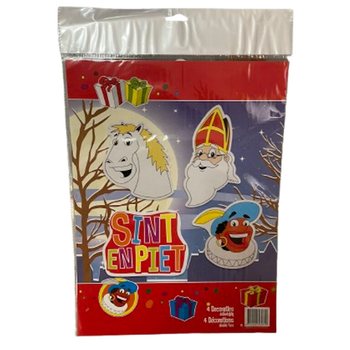 SINTERKLAAS SINT & PIET - 4-DIELNA OBOJSTRANN&Aacute; SADA DEKORAČN&Yacute;CH TAB&Uacute;Ľ (6 ks)