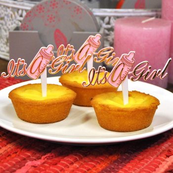 Zápichy do Cupcakes k Narodeniu - It's a Girl (12 ks)