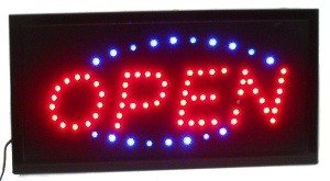 Svetelná LED Tabuľa "OPEN" – 2 Farby