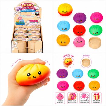 RAGE - LUCKY DUMPLINGS - Squishy Bun Dumplings VEĽK&Eacute; Rozm. 8.5 x 8.5 x 4.8 cm - V DISPLEJI (12ks)