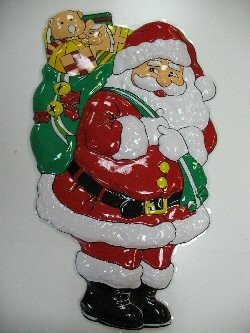 VEĽKÁ DEKORAČNÁ TABUĽA - SANTA KLAUS S VRECOM DARČEKOV (2 ks)