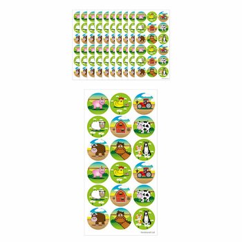 FUN STICKERS - NÁLEPKY ZVIERATKÁ Z FARMY - 18 NÁLEPIEK NA HARME (10 ks)