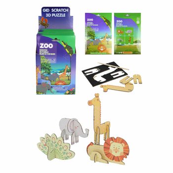 3D Škrabacie Puzzle Zvieratká zo Zoo (Display 18 ks)