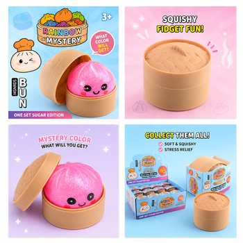 RAGE - Squishy SUGAR EDITION Bun Dumplings MAL&Yacute; (5.3 x 5.3 x 4.1 Cm) Viral 2026 Fidget Toy (24 ks)