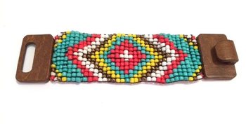 Náramok Ibiza Aztec s Dreveným Zapínaním Žltý (1 ks)
