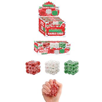 Antistresov&eacute; Trblietav&eacute; Kocky Squeezy Bauble - Set 3 ks - Cukrov&aacute; N&aacute;plň - V Displayi (6 Setov)