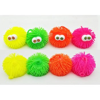 PUFFER LOPTIČKA S OČAMI - 10CM - V DISPLAYI (12 ks)