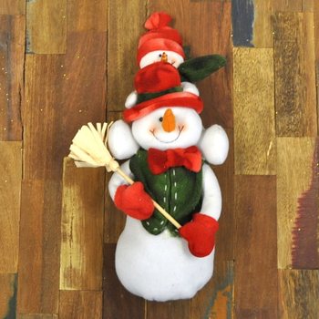 PLYŠOVÝ SNEHULIAK SO SNEHOVÝM BÁBÄTKOM NA RAMENÁCH 38 CM. (1 ks)