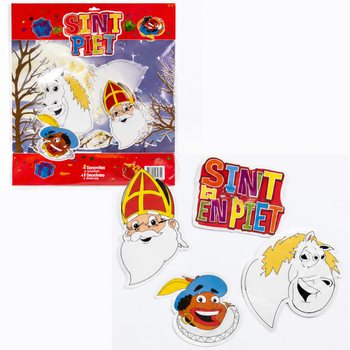 SINTERKLAAS SINT & PIET - 4-DIELNA OBOJSTRANN&Aacute; SADA DEKORAČN&Yacute;CH TAB&Uacute;Ľ (6 ks)