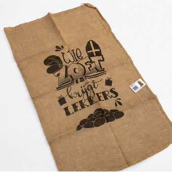 VEĽK&Eacute; JUTOV&Eacute; VRECE SINTERKLAAS - S TEXTOM: WIE ZOET IS KRIJGT LEKKERS - Cca 60 x 100 cm (1 ks)