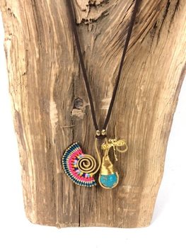 Ibiza náhrdelník HANDMADE ORIGINALS s modrým kameňom Bluestone Oranžová/Modrá (1 ks)