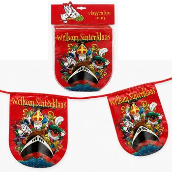 SINTERKLAAS - VLAJKOVÁ GIRLANDA „WELKOM SINTERKLAAS” - DĹŽKA: 10 Metrov (6 ks)