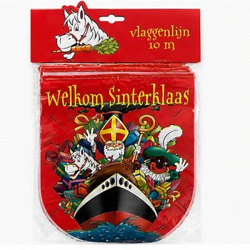 SINTERKLAAS - VLAJKOV&Aacute; GIRLANDA &bdquo;WELKOM SINTERKLAAS&rdquo; - DĹŽKA: 10 Metrov (6 ks)