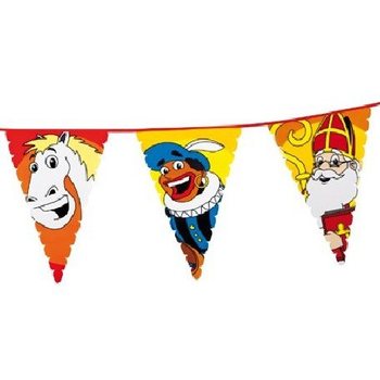 Veľká Vlajková Girlanda Sinterklaas a Piet 6 m (13 ks)
