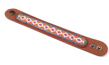 Kožený náramok Aztec s červenými kamienkami (1 ks)