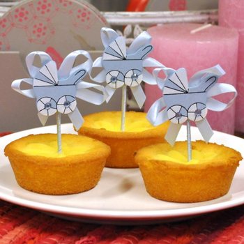 Zápich na Cupcake k Narodeniu - Modrý Kočík (12 ks)