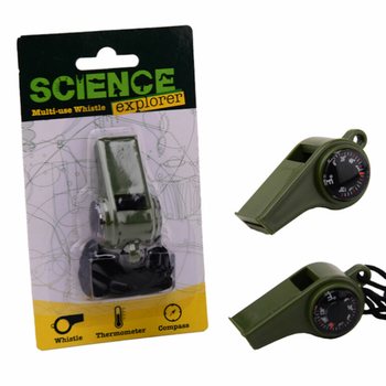 SCIENCE EXPLORER SURVIVAL PÍŠŤALKA S KOMPASOM A TEPLOMEROM NA KARTE (24ks)