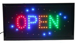 LED Svetelná Tabuľa OPEN - 4 Farby - Blikajúca