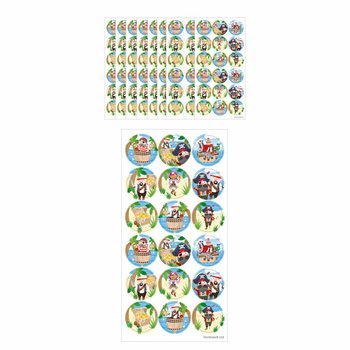 FUN STICKERS - PIRÁTSKE NÁLEPKY - 18 NÁLEPIEK NA HÁRKU (10 ks)