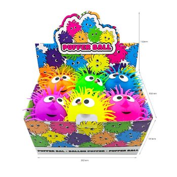 PUFFER LOPTIČKA S OČAMI - 13CM - V DISPLAYI (12ks)