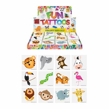 FUN TATTOO - DŽUNGĽA ZVIERATÁ - DISPLAY (48x12 kusov)