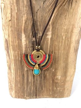 HANDMADE ORIGINALS Náhrdelník s Bluestone Červeno-Hnedý (1 ks)