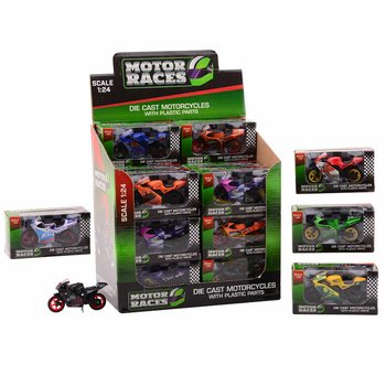 MOTOCYKEL SUPER SPORT DIE CAST, MIERKA 1:24 V DISPLEJI (24 ks)