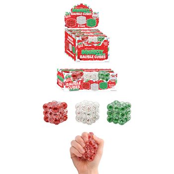 Antistresov&eacute; Trblietav&eacute; Kocky Squeezy Bauble - Set 3 ks - Cukrov&aacute; N&aacute;plň - V Displayi (6 Setov)