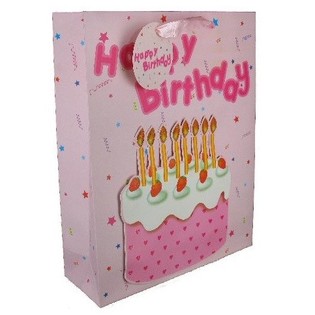 Darčekov&aacute; ta&scaron;ka Happy Birthday Ružov&aacute; (12 ks)
