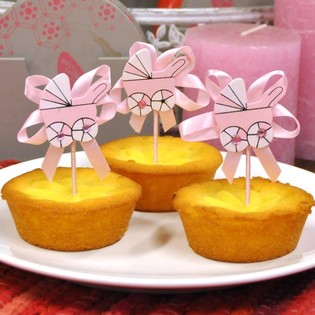 Z&Aacute;PICHY NA CUPCAKES K NARODENIU - RUŽOV&Yacute; KOČ&Iacute;K (12 ks)