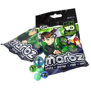 Sklenen&eacute; guličky Ben 10 vo vrec&uacute;&scaron;ku - 5 ks (15 s&aacute;d)