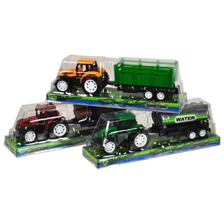 Hračk&aacute;rsky traktor s pr&iacute;vesom na blistri 21 cm (6 ks)