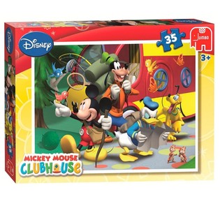 Skladačka Jumbo Disney Mickeyho klub&iacute;k na cest&aacute;ch 35 dielikov (3 ks)