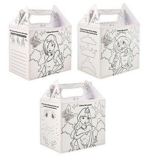 Detsk&eacute; jed&aacute;lne boxy Princezn&eacute; na vyfarbenie - 14 x 9,5 x 18 cm (24 ks)