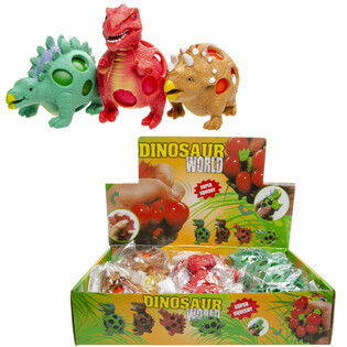Squishy sieťov&aacute; loptička dinosaurus - Display (12 ks)