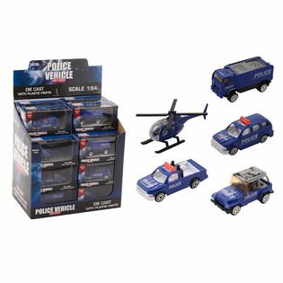 Kovov&eacute; Policajn&eacute; Vozidl&aacute; Die-Cast Mix, Mierka 1:64 v Displayi (24 ks)