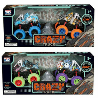 2-DIELNA Sada Dinosaur&iacute;ch Monster Truckov na Zotrvačn&iacute;k v Darčekovom Balen&iacute;