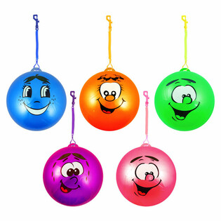Bungee loptička s &uacute;smevom Smiley a &scaron;n&uacute;rkou &Oslash; 23 cm (24 ks)